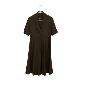 Jones New York Brown Knit V-Neck Dress Fit & Flare Sz Medium